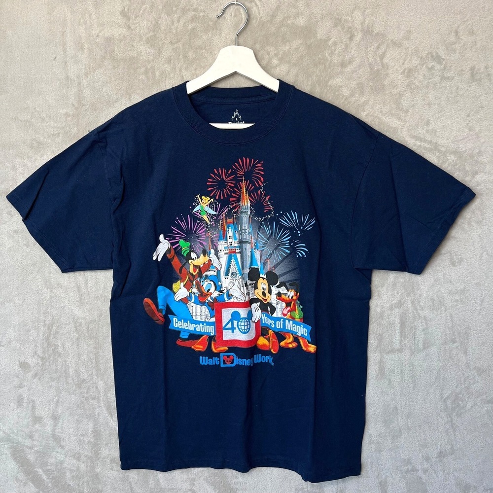 Walt Disney World 40th Anniversary Shirt Large Blue Mickey and Friends